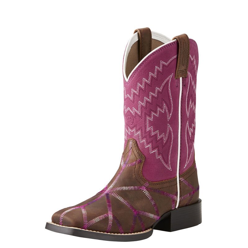 Ariat Twisted Tycoon - Western Laarzen Bruin / Paars Roze Kinderen - 39899-472